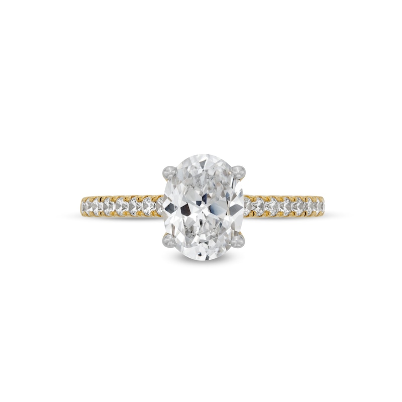 Main Image 4 of 1-3/4 CT. T.W. Certified Oval Lab-Created Diamond Engagement Ring in 14K Gold (F/VS2)