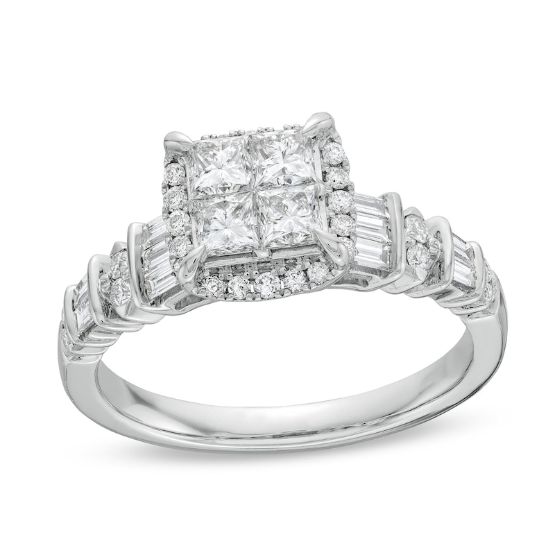 Main Image 1 of 1 CT. T.W. Princess-Cut Diamond Quad Engagement Ring in 14K White Gold