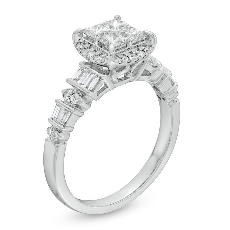 Main Image 3 of 1 CT. T.W. Princess-Cut Diamond Quad Engagement Ring in 14K White Gold