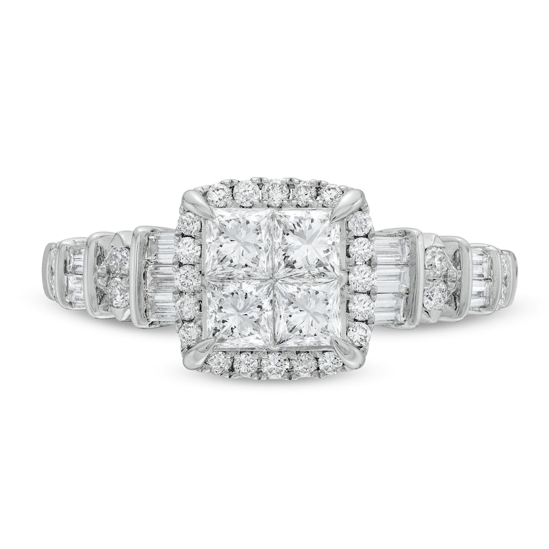 Main Image 4 of 1 CT. T.W. Princess-Cut Diamond Quad Engagement Ring in 14K White Gold