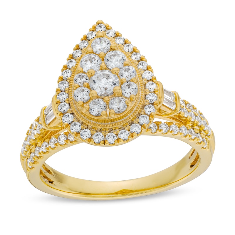 Main Image 1 of 1 CT. T.W. Multi-Diamond Pear Frame Engagement Ring in 14K Gold