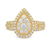 Thumbnail Image 4 of 1 CT. T.W. Multi-Diamond Pear Frame Engagement Ring in 14K Gold