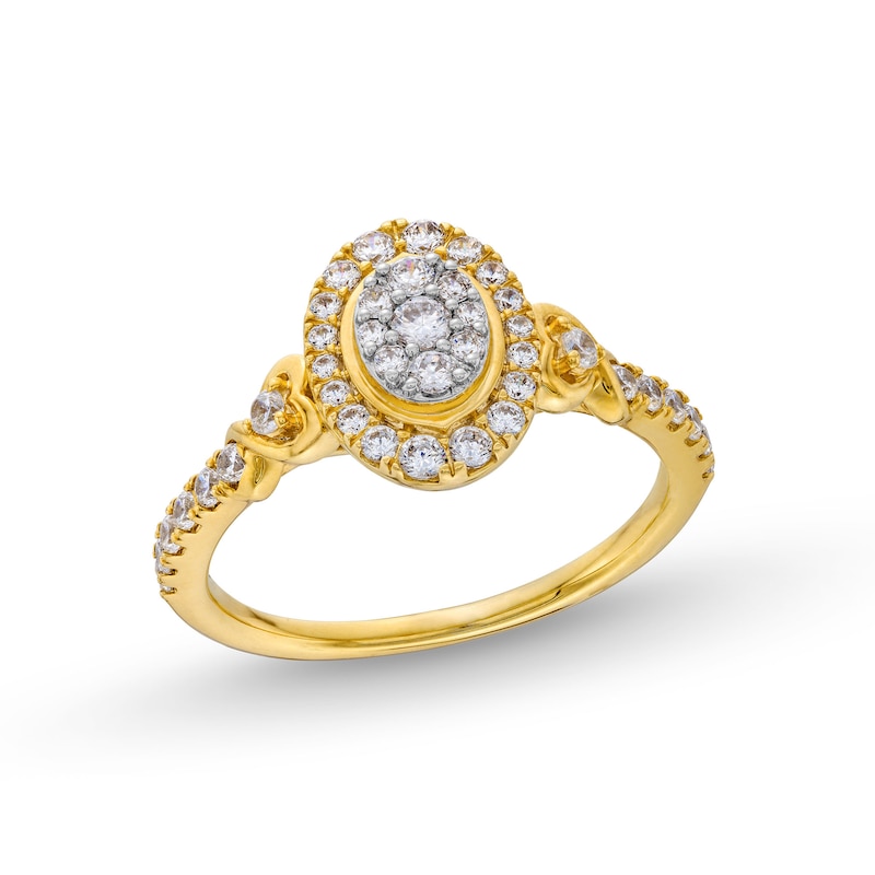 Main Image 1 of 1/2 CT. T.W. Diamond Oval Frame Engagement Ring in 10K Gold