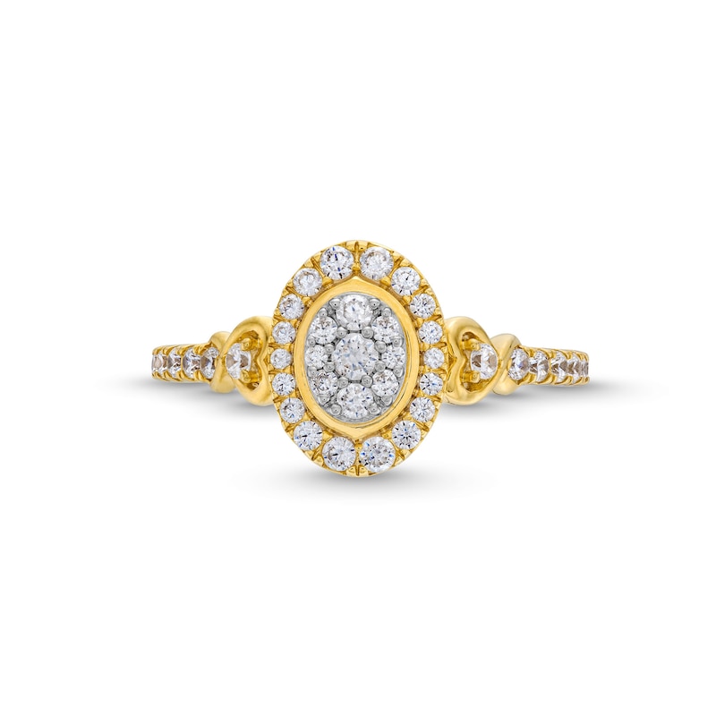 Main Image 4 of 1/2 CT. T.W. Diamond Oval Frame Engagement Ring in 10K Gold