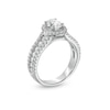 Thumbnail Image 2 of 1-3/4 CT. T.W. Certified Oval Lab-Created Diamond Frame Triple Row Engagement Ring in 14K White Gold (F/VS2)