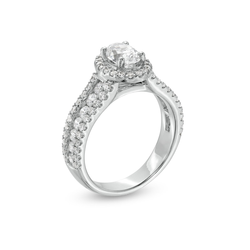 1-3/4 CT. T.W. Certified Oval Lab-Created Diamond Frame Triple Row Engagement Ring in 14K White Gold (F/VS2)