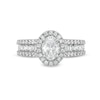 Thumbnail Image 3 of 1-3/4 CT. T.W. Certified Oval Lab-Created Diamond Frame Triple Row Engagement Ring in 14K White Gold (F/VS2)