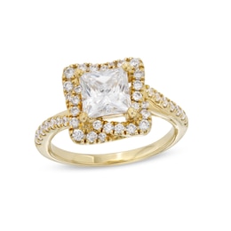 2 CT. T.W. Certified Princess-Cut Lab-Created Diamond Twist Frame Engagement Ring in 14K Gold (F/VS2)