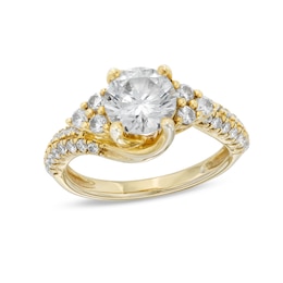 2 CT. T.W. Certified Lab-Created Diamond Tri-Sides Swirl Frame Engagement Ring in 14K Gold (F/VS2)