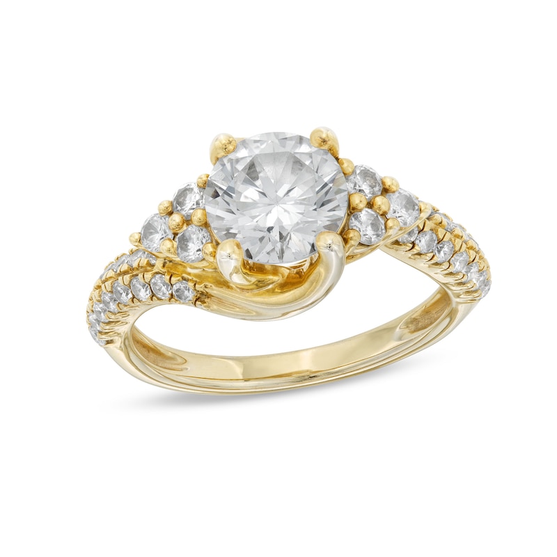 Main Image 1 of 2 CT. T.W. Certified Lab-Created Diamond Tri-Sides Swirl Frame Engagement Ring in 14K Gold (F/VS2)