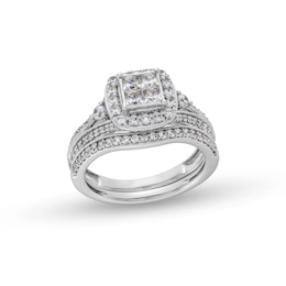 1 CT. T.W. Princess-Cut Diamond Quad Bridal Set in 10K White Gold