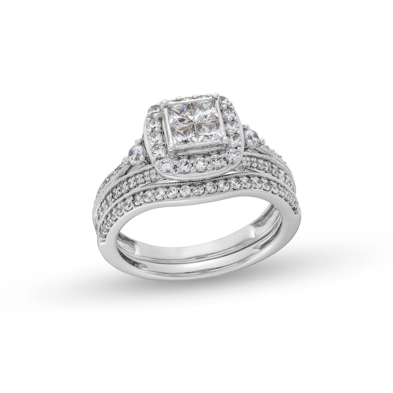 Main Image 1 of 1 CT. T.W. Princess-Cut Diamond Quad Bridal Set in 10K White Gold