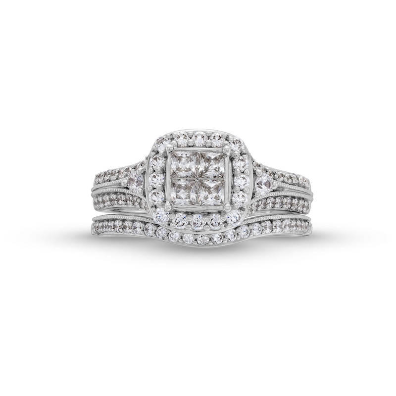 Main Image 4 of 1 CT. T.W. Princess-Cut Diamond Quad Bridal Set in 10K White Gold