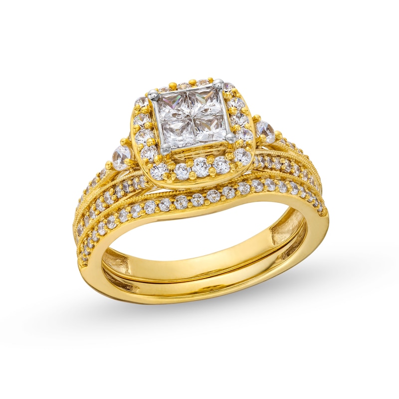 1 CT. T.W. Princess-Cut Diamond Quad Bridal Set in 10K Gold | Zales Outlet