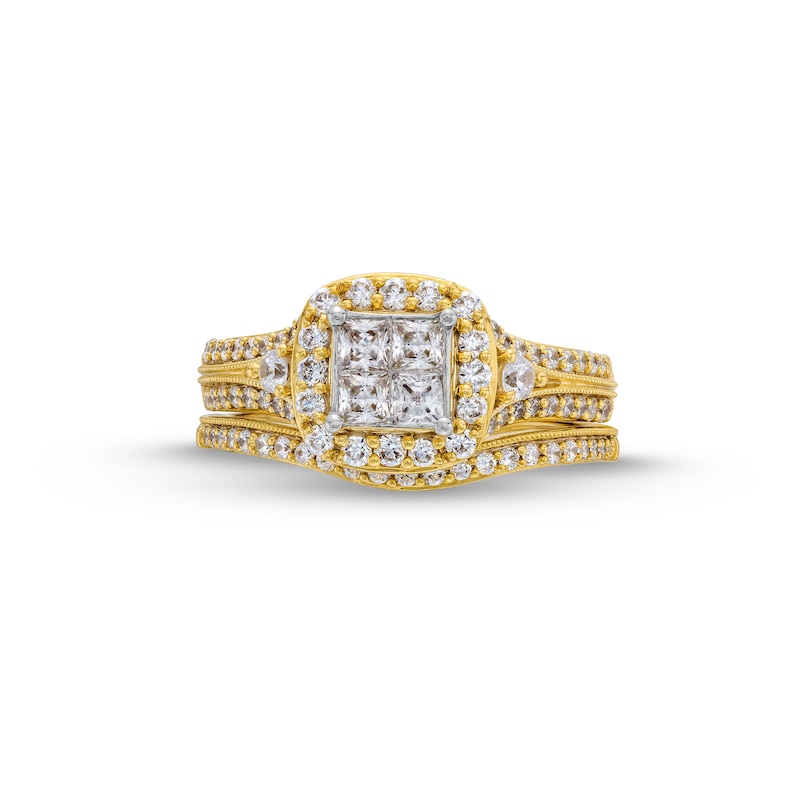 Main Image 4 of 1 CT. T.W. Princess-Cut Diamond Quad Bridal Set in 10K Gold