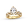 Thumbnail Image 0 of 2 CT. T.W. Certified Pear-Shaped Lab-Created Diamond Frame Bridal Set in 14K Gold (F/VS2)