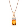 Thumbnail Image 1 of Elongated Cushion-Cut Citrine and 1/20 CT. T.W. Diamond Collar Pendant in 14K Rose Gold