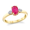 Thumbnail Image 0 of Oval Ruby and Diamond Accent Pear-Sides Ring in 10K Gold