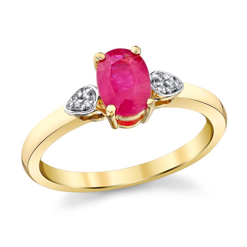 Oval Ruby and Diamond Accent Pear-Sides Ring in 10K Gold | Zales Outlet