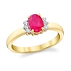 Thumbnail Image 1 of Oval Ruby and 1/10 CT. T.W. Diamond Trio Collar Ring in 14K Gold