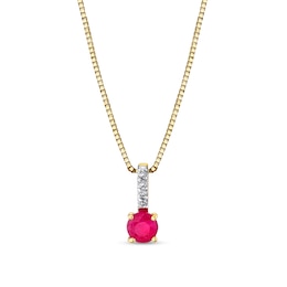 Ruby and Diamond Accent Drop Pendant in 14K Gold