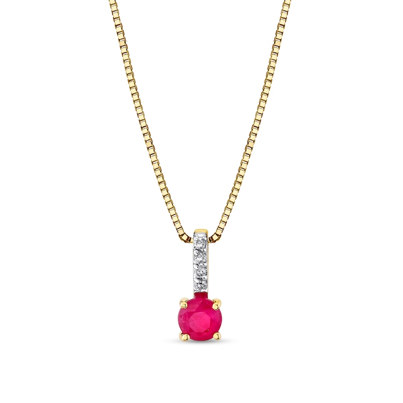 Main Image 1 of Ruby and Diamond Accent Drop Pendant in 14K Gold