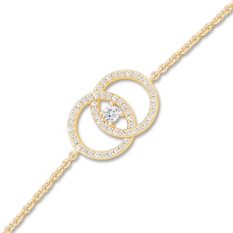1/3 CT. T.W. Diamond Intertwined Double Circle Bolo Bracelet in 10K Gold - 9&quot;
