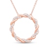 Thumbnail Image 1 of 1/4 CT. T.W. Diamond and Polished Twist Circle Necklace in 10K Rose Gold - 19&quot;