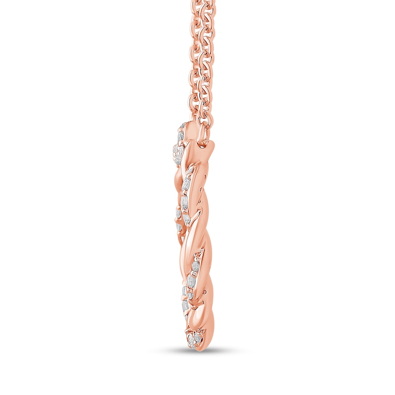 Main Image 2 of 1/4 CT. T.W. Diamond and Polished Twist Circle Necklace in 10K Rose Gold - 19&quot;