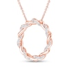 Thumbnail Image 3 of 1/4 CT. T.W. Diamond and Polished Twist Circle Necklace in 10K Rose Gold - 19&quot;