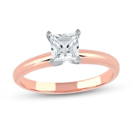 1 CT. Certified Princess-Cut Lab-Created Diamond Solitaire Engagement Ring in 14K Rose Gold (F/VS2)