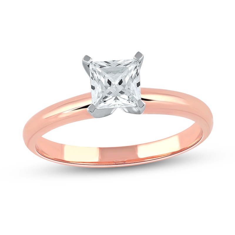 Main Image 1 of 1 CT. Certified Princess-Cut Lab-Created Diamond Solitaire Engagement Ring in 14K Rose Gold (F/VS2)