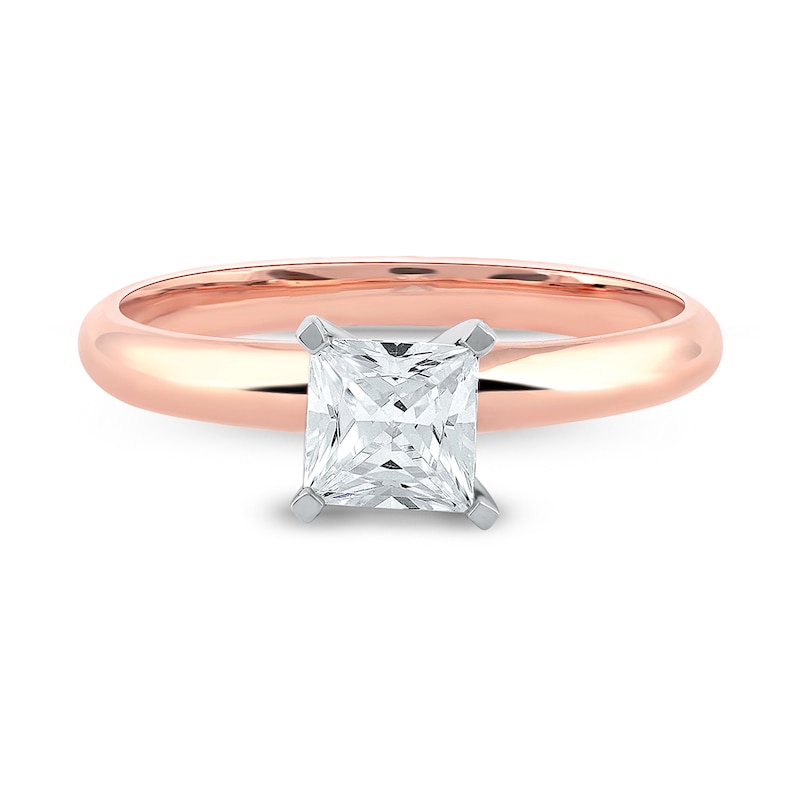 Main Image 3 of 1 CT. Certified Princess-Cut Lab-Created Diamond Solitaire Engagement Ring in 14K Rose Gold (F/VS2)