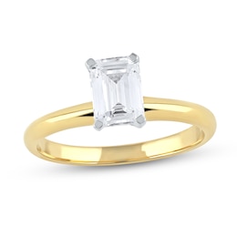 1 CT. Certified Emerald-Cut Lab-Created Diamond Solitaire Engagement Ring in 14K Gold (F/VS2)