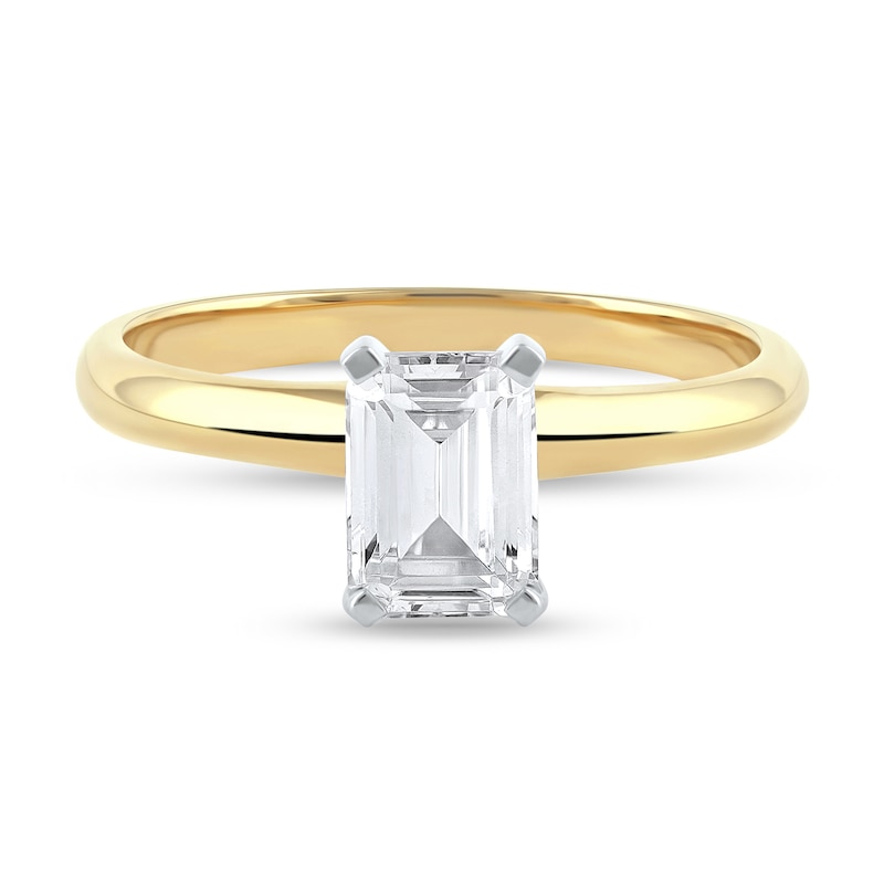 Main Image 3 of 1 CT. Certified Emerald-Cut Lab-Created Diamond Solitaire Engagement Ring in 14K Gold (F/VS2)