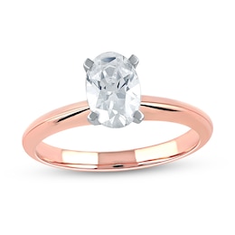 1 CT. Certified Oval Lab-Created Diamond Solitaire Engagement Ring in 14K Rose Gold (F/VS2)