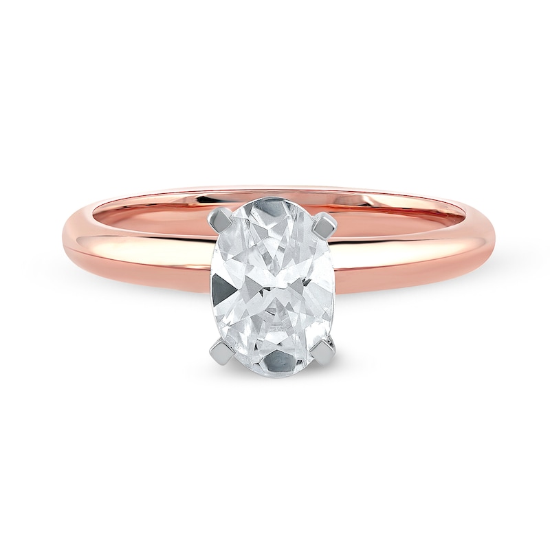 Main Image 3 of 1 CT. Certified Oval Lab-Created Diamond Solitaire Engagement Ring in 14K Rose Gold (F/VS2)