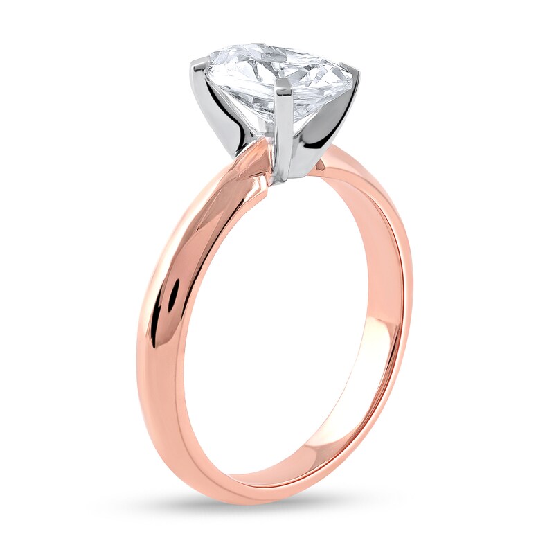 Main Image 2 of 1-1/2 CT. Certified Oval Lab-Created Diamond Solitaire Engagement Ring in 14K Rose Gold (F/VS2)