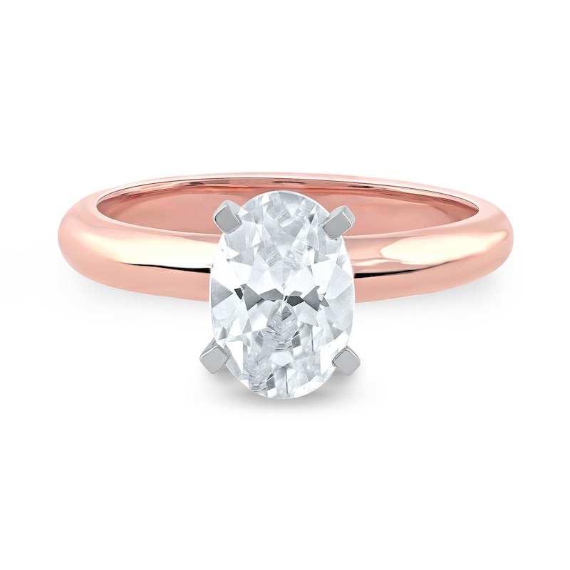 Main Image 3 of 1-1/2 CT. Certified Oval Lab-Created Diamond Solitaire Engagement Ring in 14K Rose Gold (F/VS2)