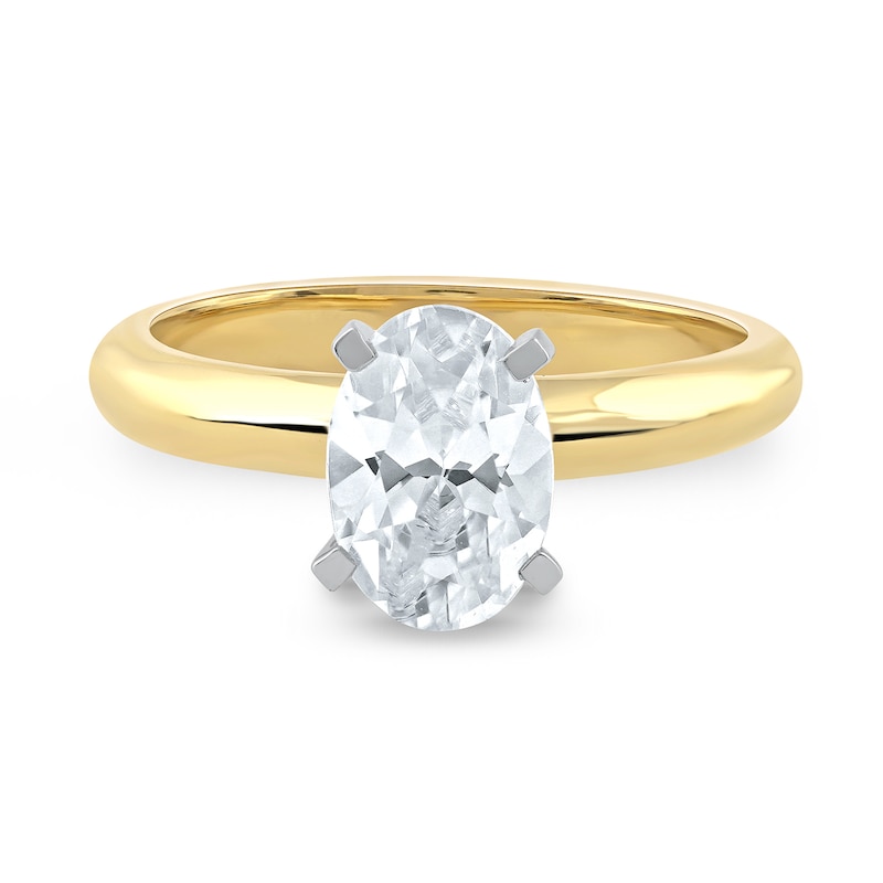 Main Image 3 of 1-1/2 CT. Certified Oval Lab-Created Diamond Solitaire Engagement Ring in 14K Gold (F/VS2)