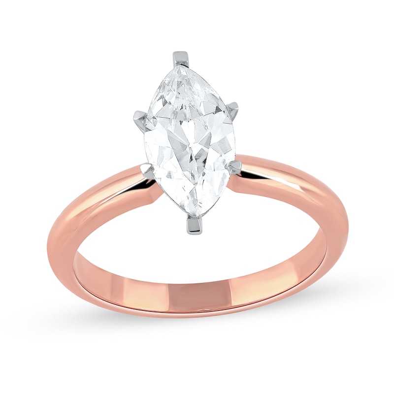 Main Image 1 of 1 CT. Certified Marquise Lab-Created Diamond Solitaire Engagement Ring in 14K Rose Gold (F/VS2)