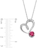 Thumbnail Image 2 of 5.0mm Lab-Created Ruby and White Lab-Created Sapphire Tilted Heart Pendant in Sterling Silver