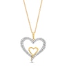 Thumbnail Image 1 of 1/2 CT. T.W. Diamond Double Ribbon Heart Pendant in 10K Gold