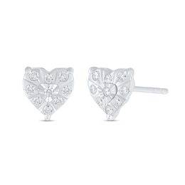 1/8 CT. T.W. Diamond Miracle Heart-Shaped Frame Stud Earrings in Sterling Silver