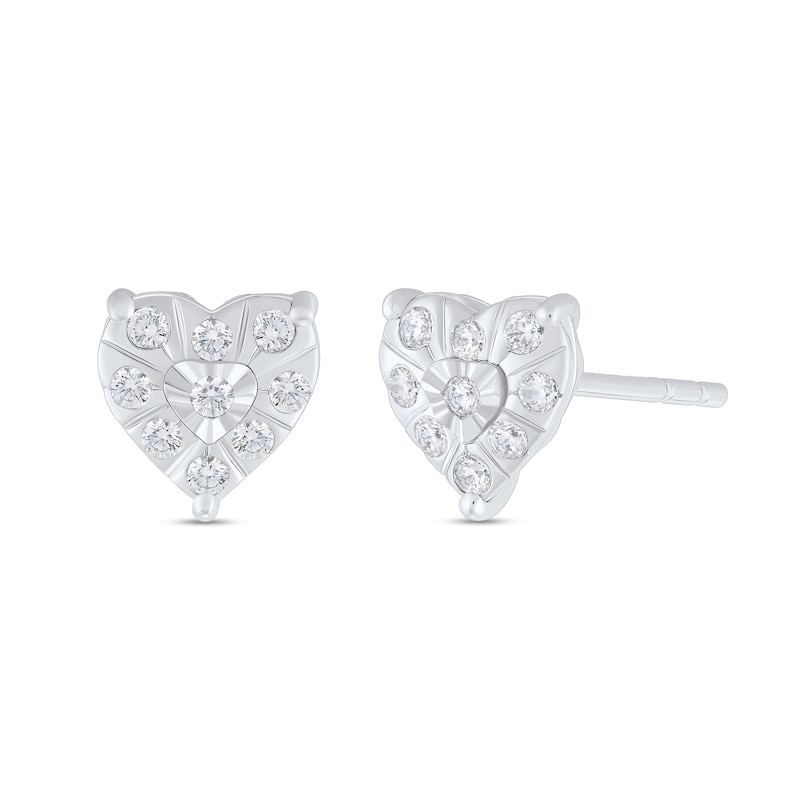 Main Image 1 of 1/8 CT. T.W. Diamond Miracle Heart-Shaped Frame Stud Earrings in Sterling Silver