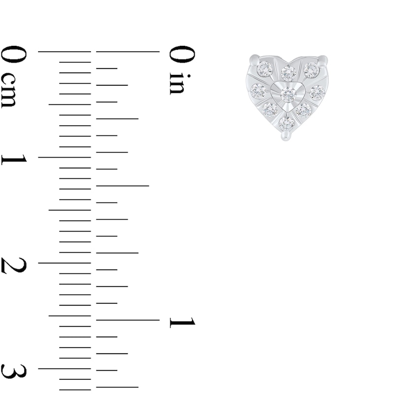 Main Image 2 of 1/8 CT. T.W. Diamond Miracle Heart-Shaped Frame Stud Earrings in Sterling Silver