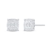 Thumbnail Image 1 of 1/8 CT. T.W. Diamond Miracle Cushion Frame Stud Earrings in Sterling Silver