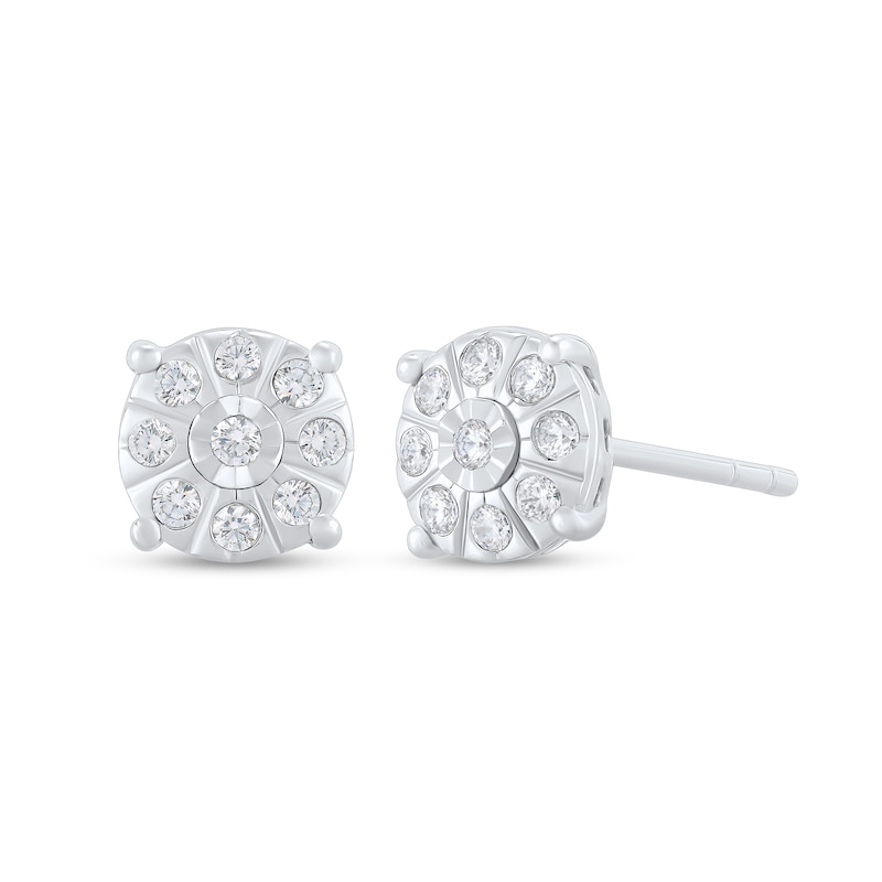 Main Image 1 of 1/8 CT. T.W. Diamond Miracle Frame Stud Earrings in Sterling Silver