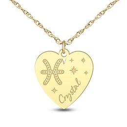 15.0mm Engravable Zodiac Sign with Stars Heart Disc Pendant (1 Sign and Line)