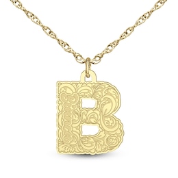 12.0mm Filigree Uppercase Block Initial with Name Pendant (1 Initial and Name)